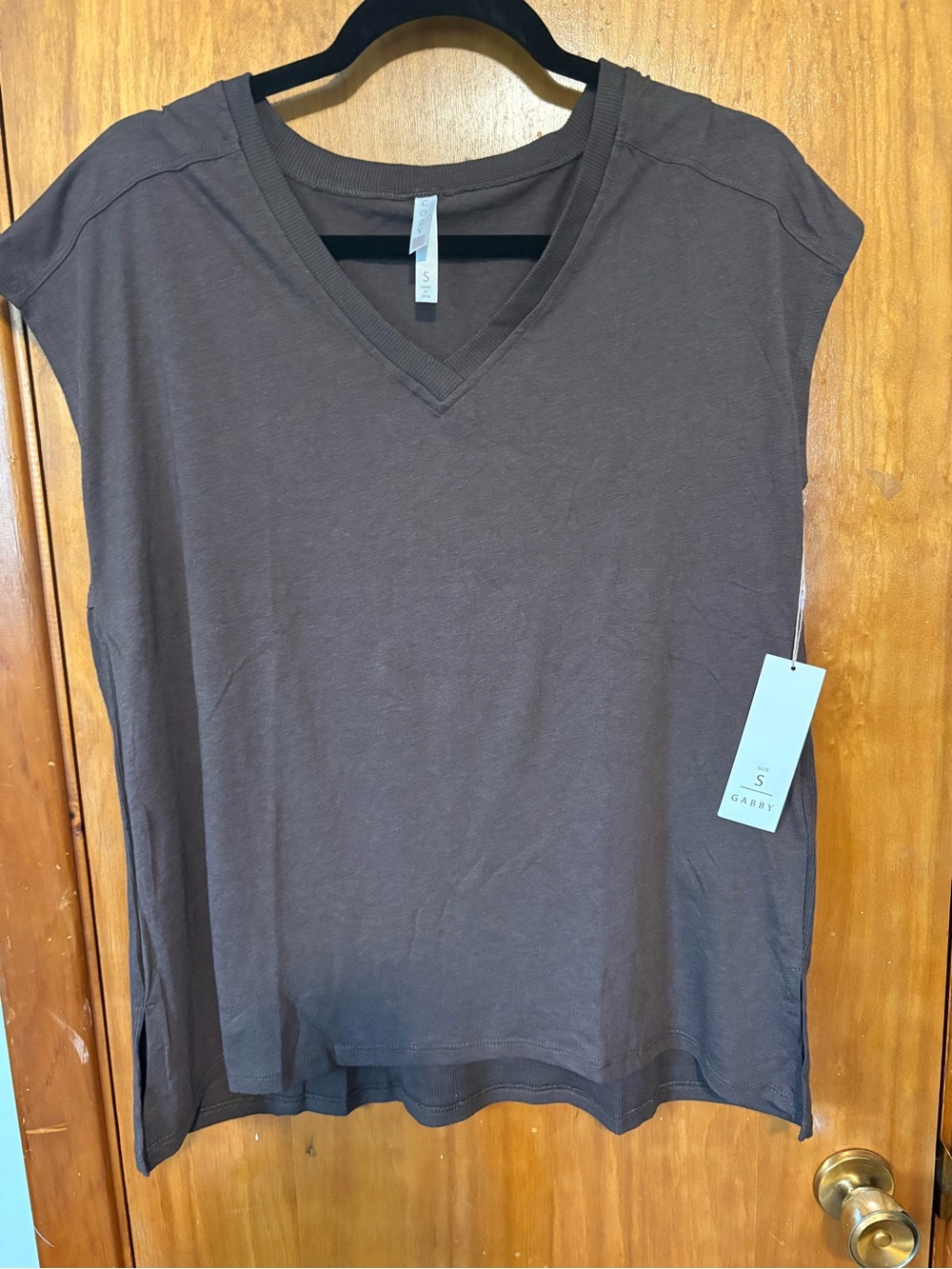 NWT Lularoe Cozy Gabby Women's V-Neck Short Sleeve Top — Brown